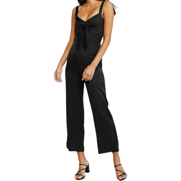 Abercrombie & Fitch Pants - Women's Abercrombie & Fitch Satin Tie-Front Wide Leg Jumpsuit Black Size Small